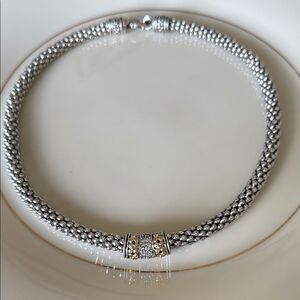 Gabrielle Bruni with 13 diamonds/14k gold & sterling silver necklace